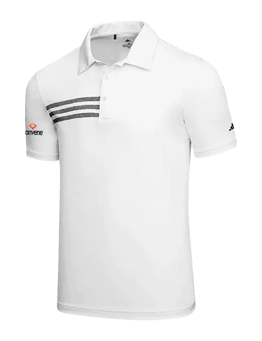 Adidas White 3 Stripes Chest Polo w/Convene Logo