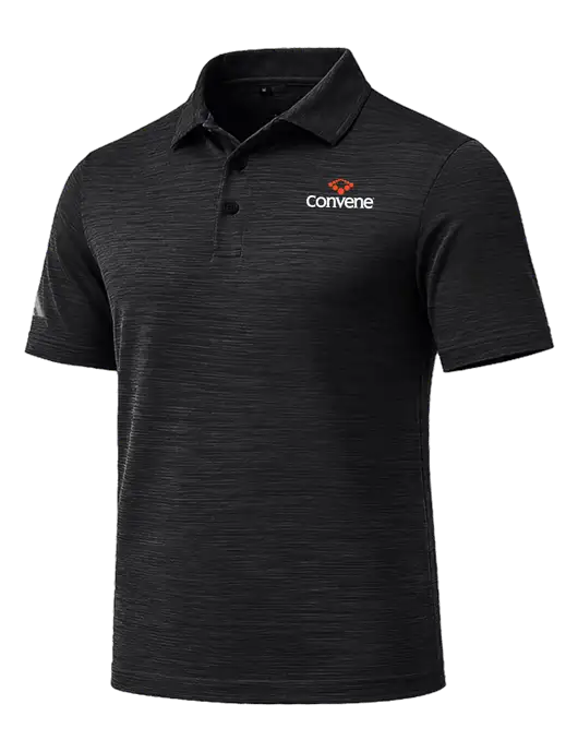 Adidas Black Textured Stripe Polo w/Convene Logo