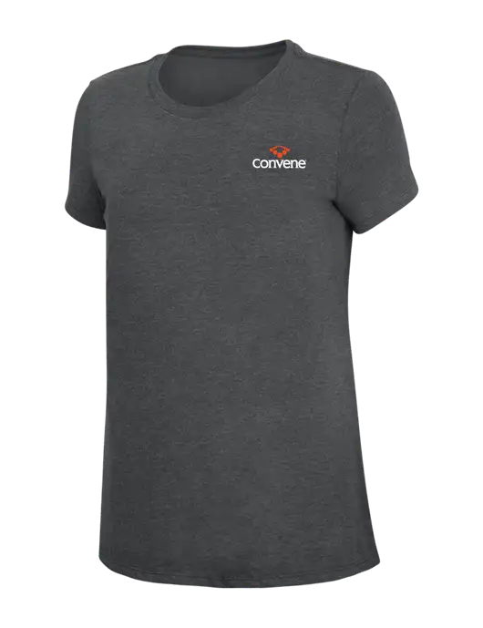 Womens Simply Soft Charcoal 4.5oz Poly/Combed Ring Spun Cotton T-Shirt w/Convene Logo