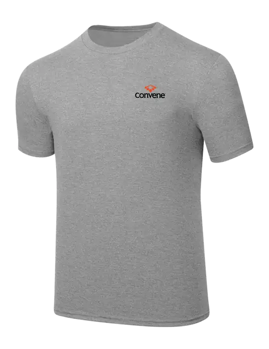 Simply Soft Heathered Light Grey 4.5oz  Poly/Combed Ring Spun Cotton T-Shirt w/Convene Logo