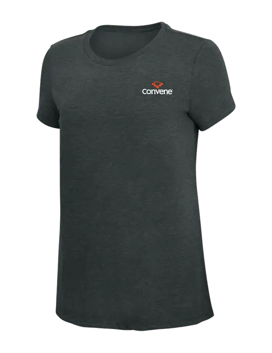 Womens Simply Soft Black Frost 4.5oz Poly/Combed Ring Spun Cotton T-Shirt w/Convene Logo