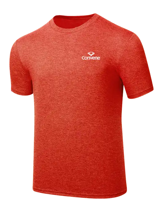 Simply Soft Dark Orange Heathered 4.5oz  Poly/Combed Ring Spun Cotton T-Shirt w/Convene Logo
