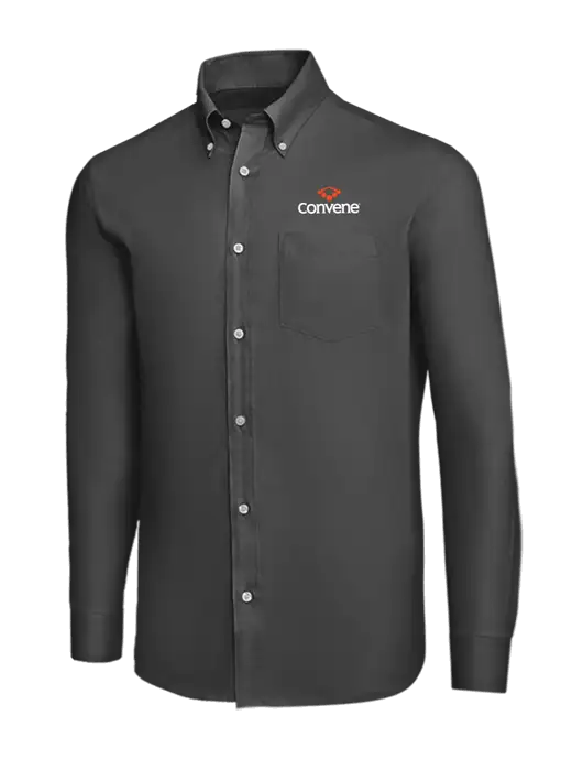 Brooks Brothers Dark Grey Wrinkle-Free Stretch Nailhead Shirt w/Convene Logo