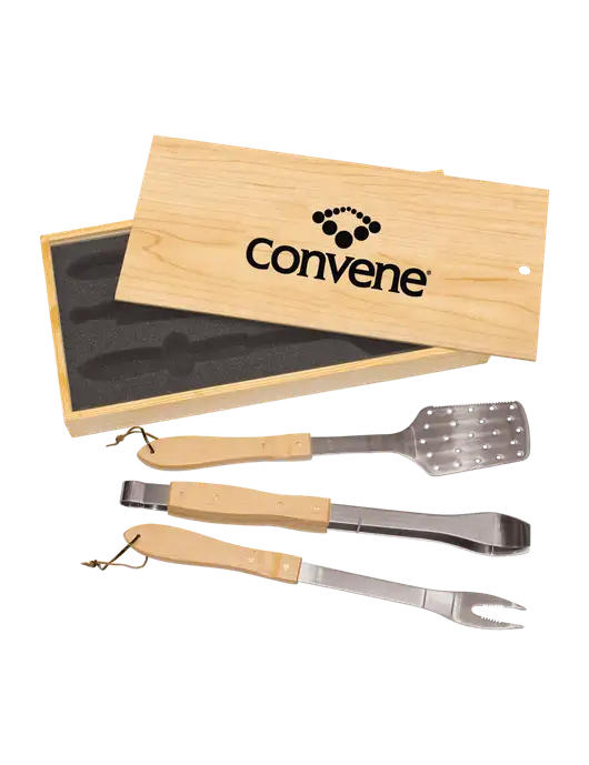 Wood BBQ Gift Set w/Convene Logo