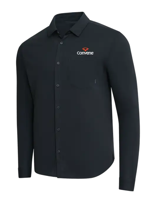 OGIO Black Extend Long Sleeve Button Up Shirt w/Convene Logo