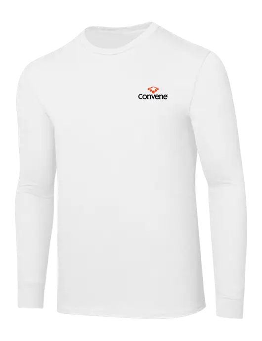 Core Blend White Long Sleeve Tee w/Convene Logo