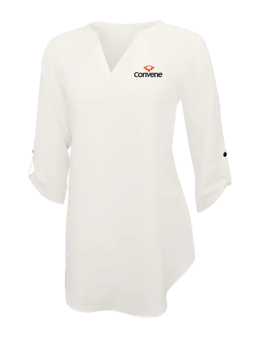 Ivory Womens 3/4 Sleeve Tunic Blouse w/Convene Logo