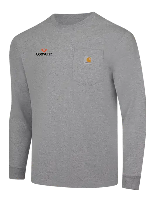 Carhartt Light Grey Heather Workwear Pocket Long Sleeve T-Shirt w/Convene Logo