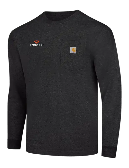 Carhartt Dark Grey Heather Workwear Pocket Long Sleeve T-Shirt w/Convene Logo