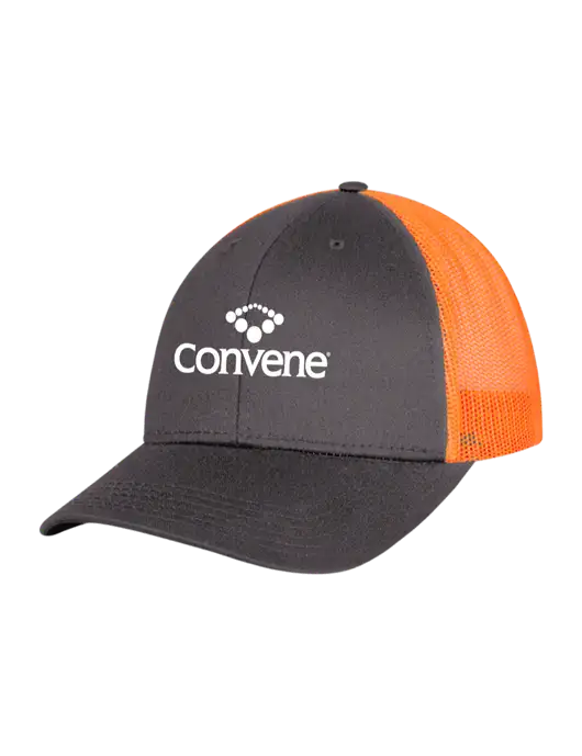 Neon Orange/Charcoal Mesh Trucker Cap Snap Back w/Convene Logo