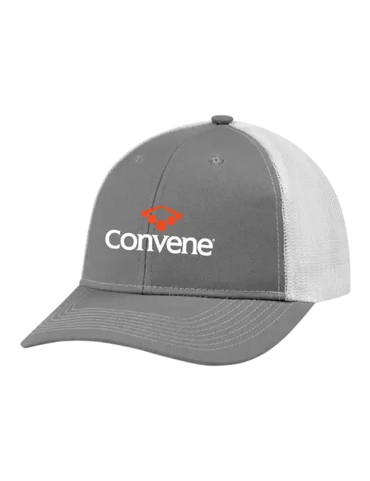 Snapback Ponytail Trucker Cap Light Medium Heather Grey w/White Mesh w/Convene Logo