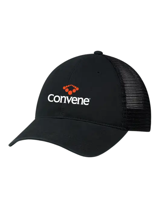 Richardson 111 Garment Washed Trucker Cap Black w/Black Mesh w/Convene Logo