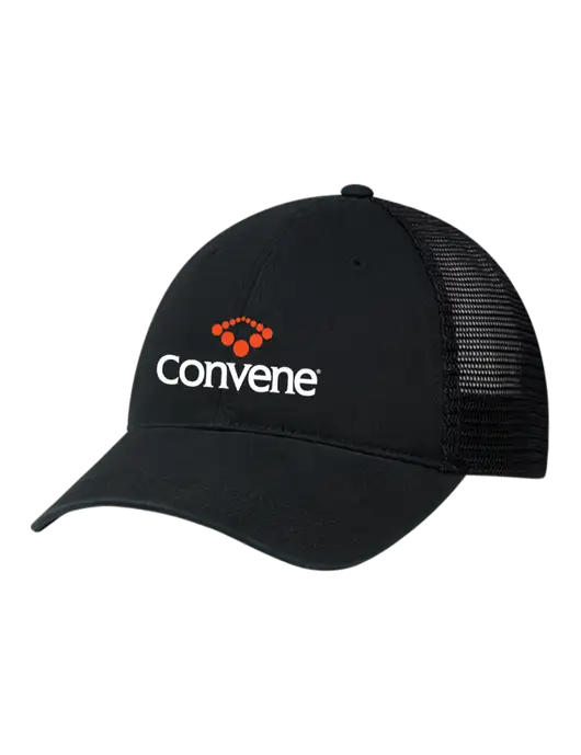 Richardson 111 Garment Washed Trucker Cap Black w/Black Mesh w/Convene Logo