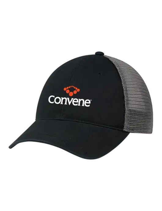 Richardson 111 Garment Washed Trucker Cap Black w/Charcoal Mesh w/Convene Logo