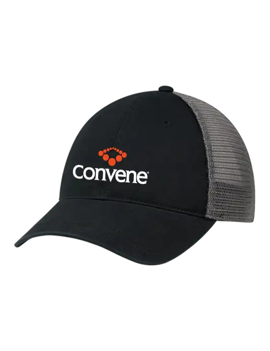 Richardson 111 Garment Washed Trucker Cap Black w/Charcoal Mesh w/Convene Logo