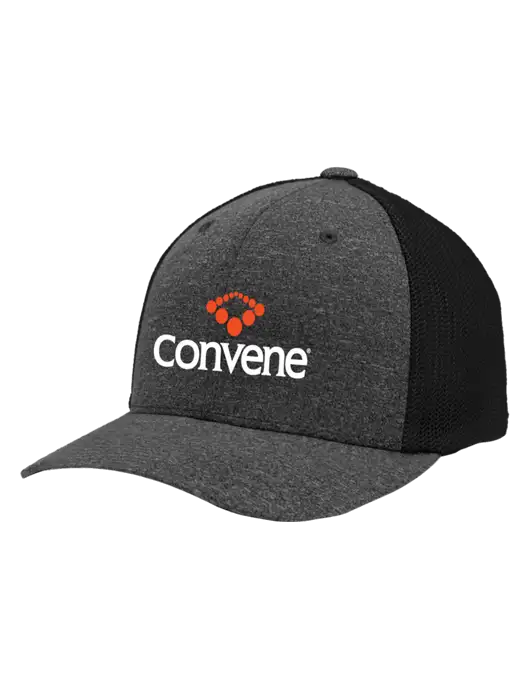 Flexfit Black/Dark Charcoal Heather Melange Mesh Back Trucker Cap w/Convene Logo