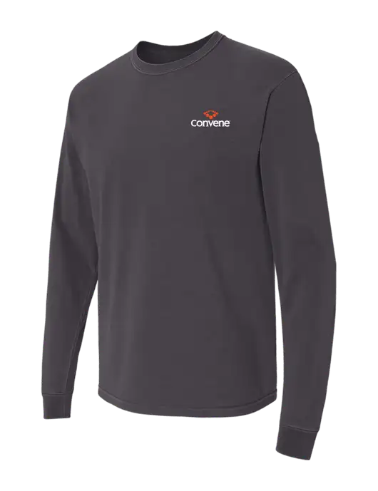 Comfort Colors Garment-Dyed Dark Grey Heavyweight Long Sleeve T-Shirt w/Convene Logo