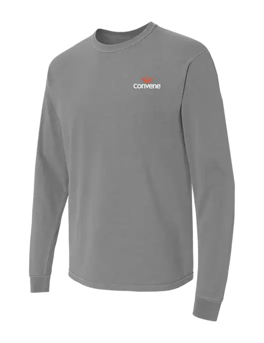 Comfort Colors Garment-Dyed Medium Grey Heavyweight Long Sleeve T-Shirt w/Convene Logo