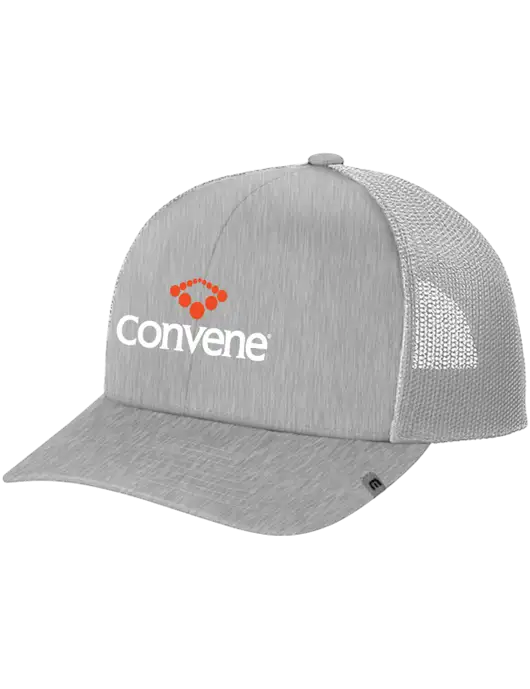 TravisMathew Light Medium Grey Heather Cruz Trucker Cap w/Convene Logo