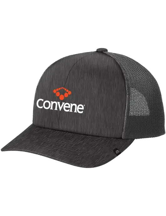 TravisMathew Very Dark Grey Heather Cruz Trucker Cap w/Convene Logo