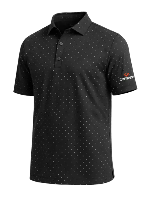 Callaway Micro Chev Black Print Polo w/Convene Logo