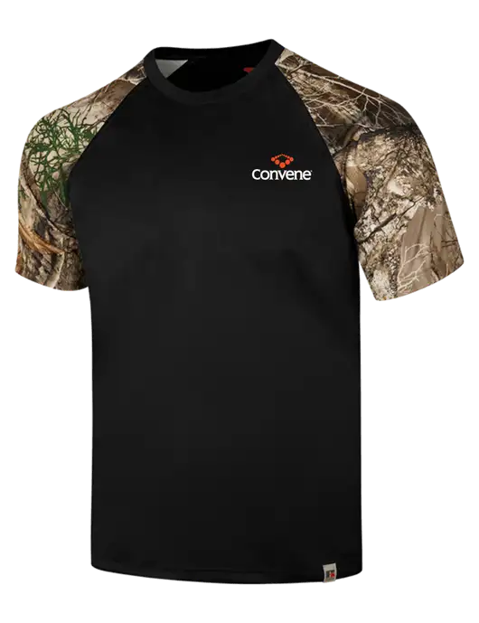 Russell Outdoors Black/Realtree Edge Camo Colorblock Performance T-Shirt w/Convene Logo