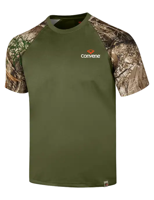 Russell Outdoors Olive/Realtree Edge Camo Colorblock Performance T-Shirt w/Convene Logo