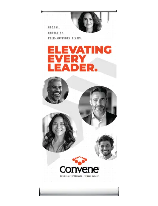 33.5" x 80" Standup Retractable Banner w/Convene Elevating Every Leader
