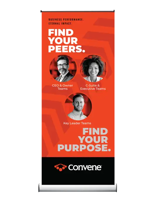 33.5" x 80" Standup Retractable Banner w/Convene Find Your Peers