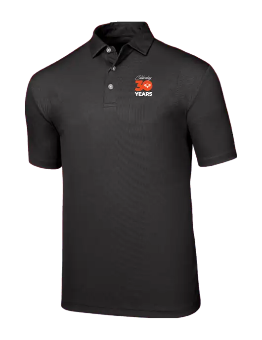 Callaway Birdseye Black Polo w/Convene 30 Years Logo