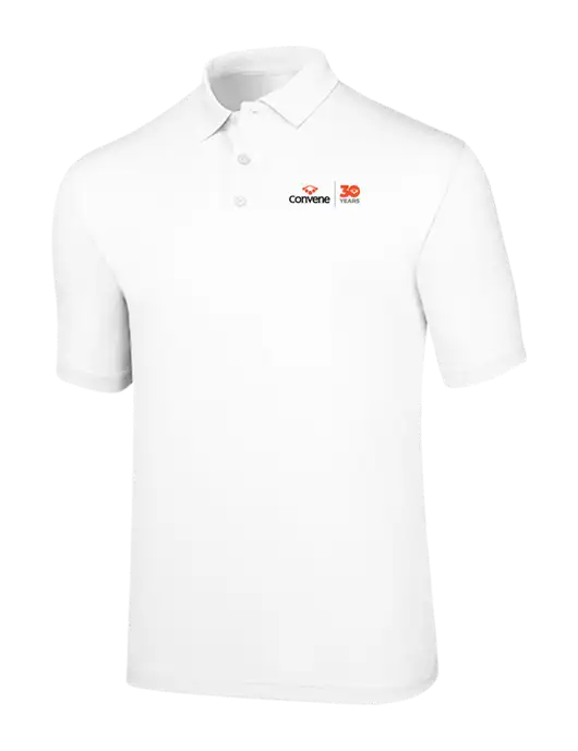 Callaway Opti-Dri White Chev Polo w/Convene 30 Years Logo