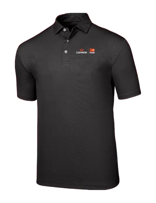Callaway Birdseye Black Polo w/Convene 30 Years Logo