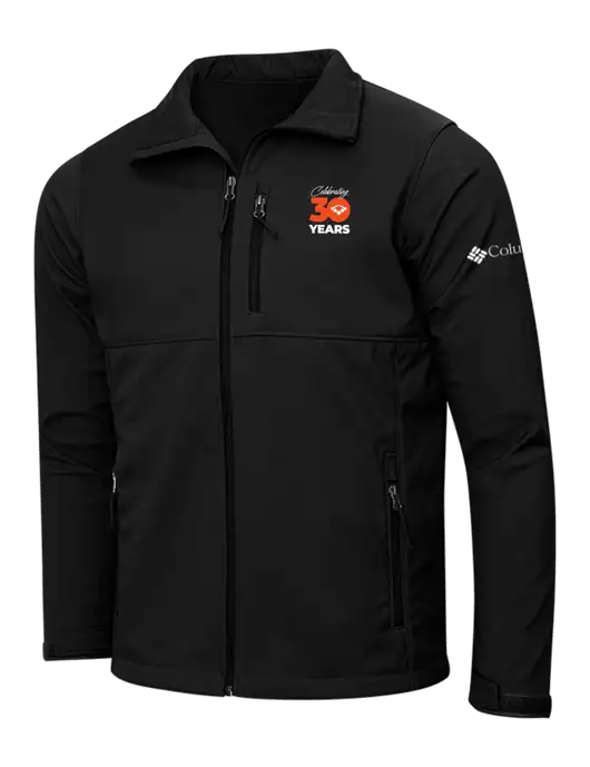 Columbia Black Ascender Softshell Jacket w/Convene 30 Years Logo